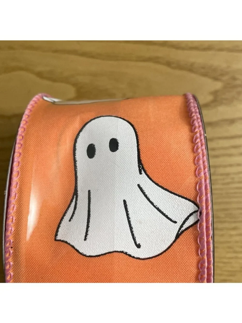 Celebrate It Halloween Wired Ribbon Girl Boy Ghost 2.5 in x 20 Ft Orange White